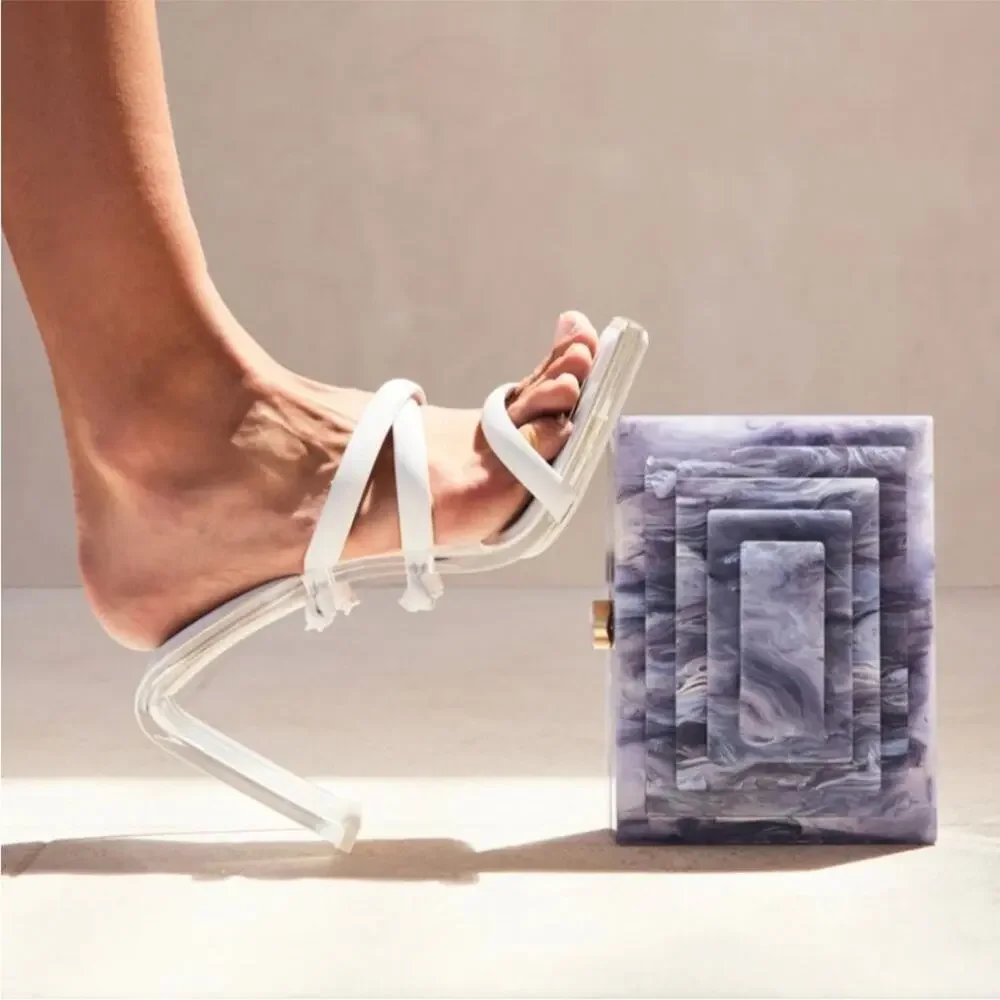 Cult Gaia Letta Crisscross Transparent Leather Strappy Sandals Size 39 White - Picture 1 of 8